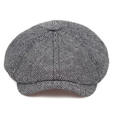 UK Peaky Blinders Hut Newsboy Schiebermütze Fischgrätenmuster Tweed Baker Boy