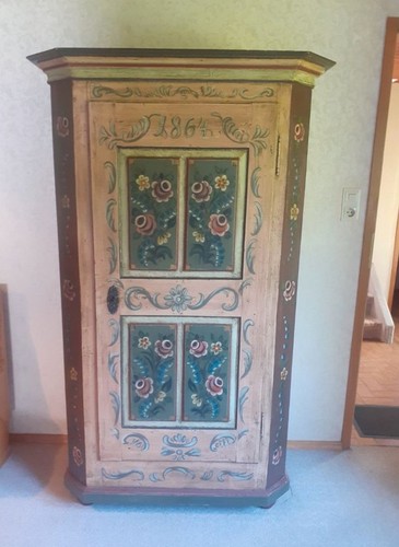 Bauernschrank bemalt 1864 gut - bemalt,