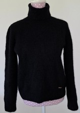 Dsquared2 Damen Strick Pullover schwarz Wolle Rollkragen D2 Hoodie Gr. M / 40/42