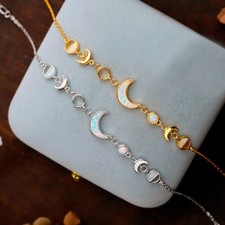 Geometrische Kupfer vergoldet Mond Anh?nger Halskette f??r Damen Accessoires