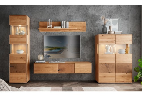 Wohnwand anbauwand massivholz - wohnwand,