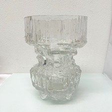 Tapio Wirkkala signed Gerania Glas Vase 22 cm Eisglas Mod 3431 IIttala Finnland