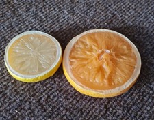 10 x Obstscheiben, 5x Orange, 5x Zitrone, Plastik Deko Obst Kunstobst Früchte