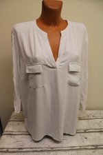 C&A Bluse XL 46/48 Blusenshirt 3/4-Arm Shirt weiß T-Shirt Damen Taschen