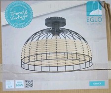 Eglo® 43398 ANWICK E27 Deckenleuchte Ø380mm Schwarz Natur max. 60 Watt