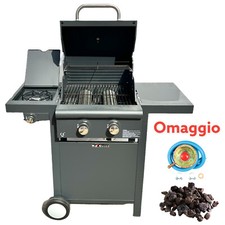 GASGRILL Mit Lavastein KEGRILL 2 Brenner + Seitlicher Kocher