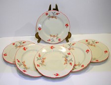 6 Kuchenteller Porzellan antik Art Deco 1920er -30er Jahre Dekor abstrakt Blumen