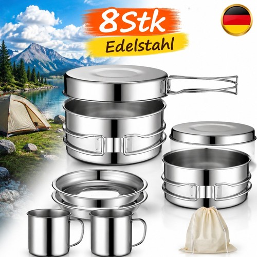 Kochset edelstahl camping - 8x,