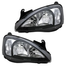 Scheinwerfer Set Klarglas für Opel Corsa C Bj. 2000-2006 Schwarz