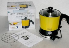 First Cuisine Wasserkocher Kochtopf Temperaturregler 1,5L 1500W Dampfgitter Gelb
