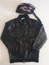 Lederjacke+Tuch Kinder Jungen schwarz 134 gefüttert coole Jacke wenig gebraucht 