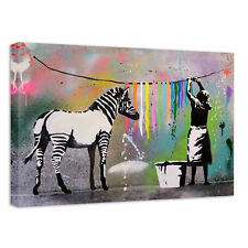 Banksy Leinwandbild Zebra Washing Color Graffiti Street Art (DIV. formate)