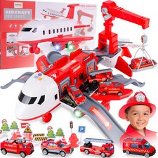 MalPlay Falt-Flugzeug Parkhaus und kran 4x Feuerwehr Autos Flughafen Licht Sound