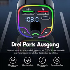 FM Transmitter Auto Bluetooth Kfz Radio Adapter PD+ Dual USB Ladegerät für Handy