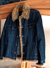 Damen Jeansjacke mit Webpelzkragen, Gr.S. CECIL, dunkelblau, sehr gut erhalten