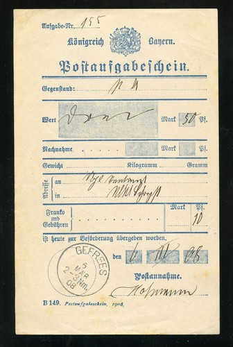 Bayern postaufgabeschein - bayern,