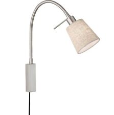 Deko Bett Wand Lampe Leuchte WOLKE Metall nickelfarben Textil sandfarben 11x40cm