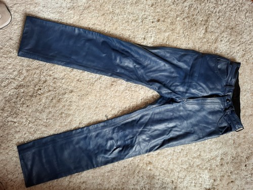 Harro mororradhose leder blau - leder,