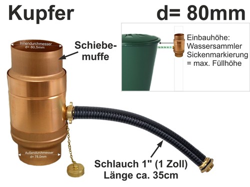 Kupfer fallrohr regensammler - kupfer,