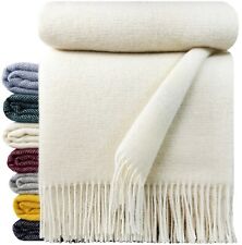 GEBRAUCHT! Wolldecke 100% Schurwolle Wohndecke Decke 140x200cm Creme-Weiß (D)