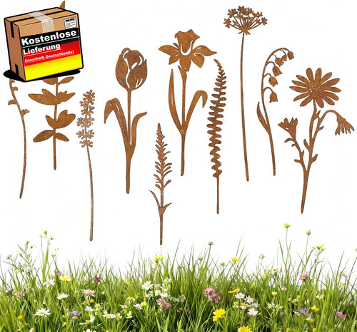 Gartenstecker rost blumen - blumen, deko