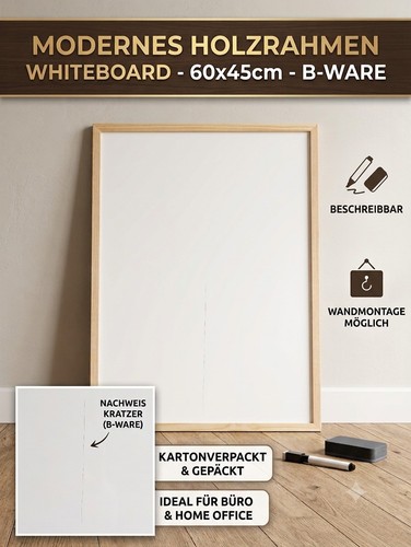 Whiteboard 60x45cm holzrahmen - whiteboard,