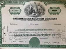 Pan American Sulphur Company alte Aktie Wertpapier aus USA