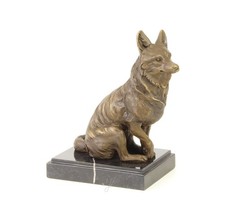 Bronzeskulptur, schlauer Fuchs auf Marmorsockel Bronze Figur, Skulptur