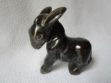 schöner kleiner Keramik Esel Figur schwarzgrau süß 9x10x4cm 60er Jahre Design