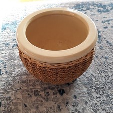 Blumentopf (mit Rattangeflecht), rund