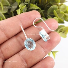 Himmelblau Topas Edelstein Sterlingsilber Ohrhänger Jubiläum Ohrringe Schmuck