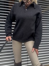 Cooler vintage Wolle Pullover/Troyer Gr.38-40-42 Bogner Unisex Kragen antrazith