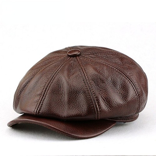 Unisex leder newsboy - newsboy, mütze