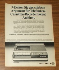 Seltene Werbung vintage TELEFUNKEN PARTYSOUND 201 Cassetten-Recorder 1975