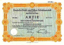 Degussa Deutsche Gold + Silber Scheideanstalt Frankfurt histor Aktie 1942 Evonik