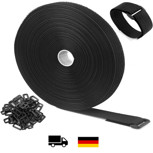 Klettband 10m 2cm schwarz - 10m,