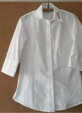 Hanko König Pilsener Damenbluse Gr. 38 weiß 3/4 Arm Kellnerbluse