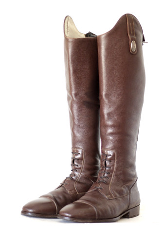 Braune lederreitstiefel - braune, de