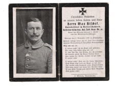 Sterbebild ,WK1  Bay.Res.Inf. Regt .15  aus Hirbishofen  gest 1918 in Franz. Gef