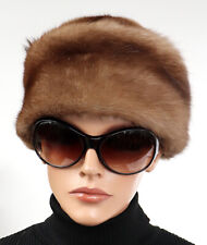 Hut Pelz Mütze Marder Fell Kopf Schmuck Damen Putz Warm Winter Natur Zobel Braun