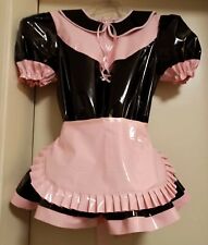 Adult Sissy Kleid Zofe LACK PVC TRAVESTIE DIRNDL DIENSTMÄDCHEN SCHÜRTZE XL KURZ