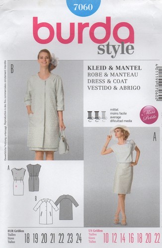 Burda schnittmuster 7060 kleid - schnittmuster,