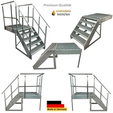 Stahltreppe Verzinkt 5 Stufen Höhe 95cm inkl Podest 100x100cm Aussen Podestreppe