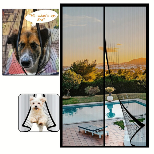 Magnetic mesh screen door - mesh,