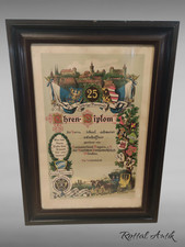 37257 selten antikes EHRENDIPLOM POSTSCHAFFNER/POSTKUTSCHER 25 Jahre Dienst~1900