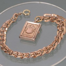 Uhrenkette Medaillon Gold Double CHATELAINE  Adel Wappenschild Anhänger  um 1910