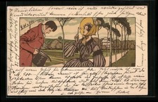 Lithographie Herr mit Zylinder