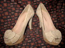PEPE CASTELL Spanische SAMTIGE Pumps 36, hoher Absatz, beige, Wildleder + Kork