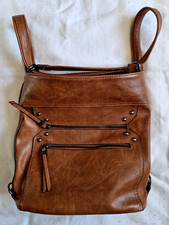 2 in 1 RUCKSACK oder SCHULTERTASCHE Tasche 2 Henkel HANDTASCHE Braun neuw.