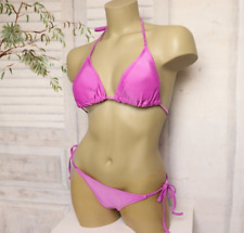 Pinker Swimmart Triangel Mini Bikini Neckholder Polster BH Tanga Rosa Lila M/L